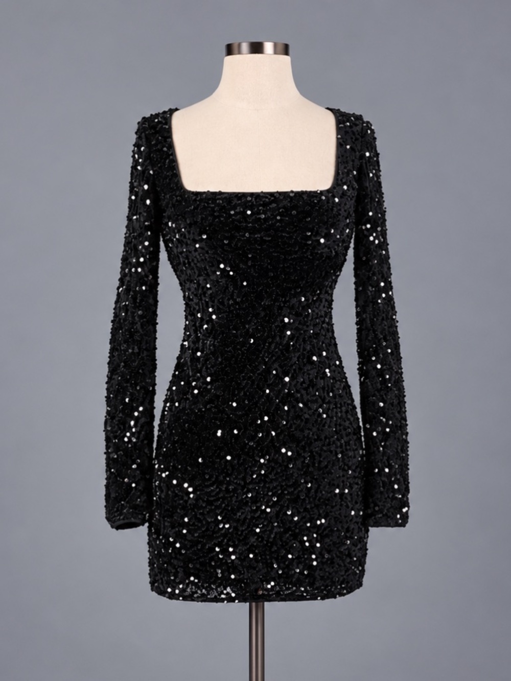 Lulus Black Sequin Open Back Mini Dress – Size S NWT